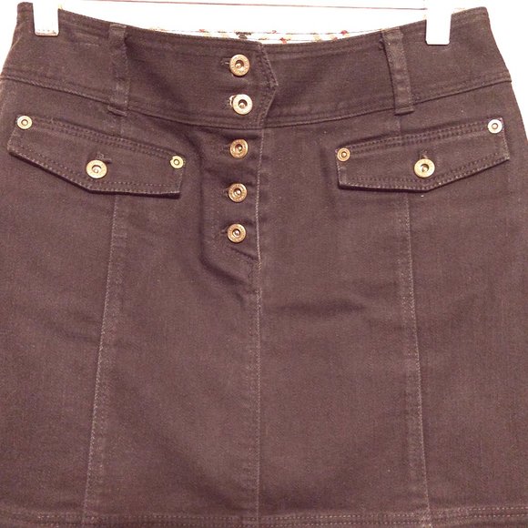 BURBERRY Blue Label, Black Denim Mini Skirt Button-Front (Size-See Measurements) - Picture 3 of 12